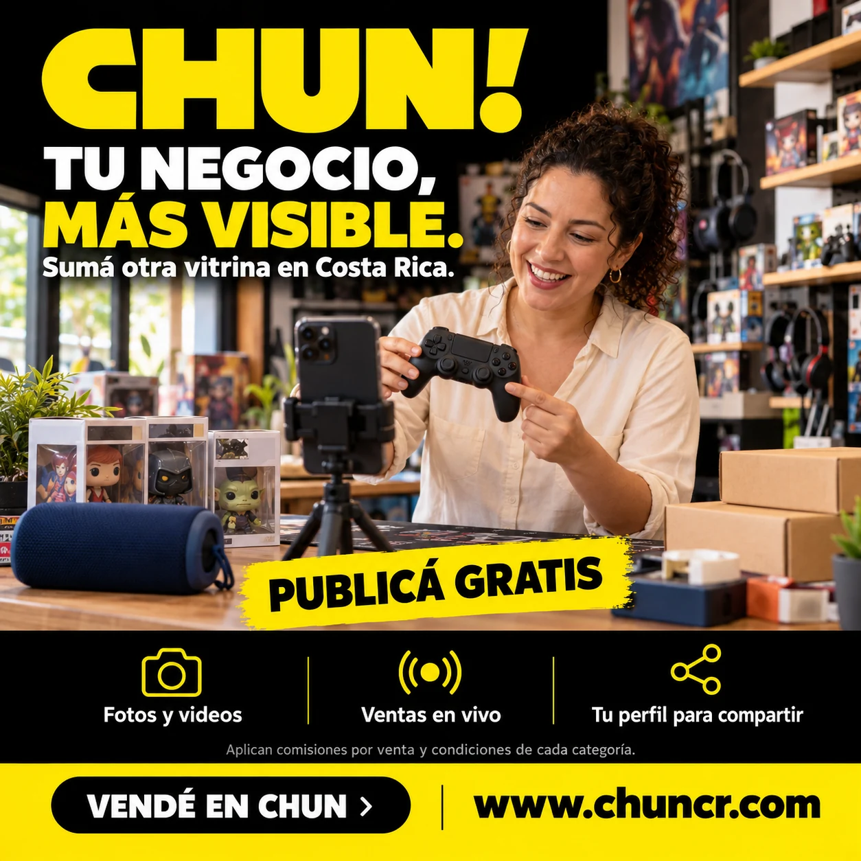 CHUN: tu negocio más visible, publicaciones gratis, fotos y videos, ventas en vivo y perfil para compartir.