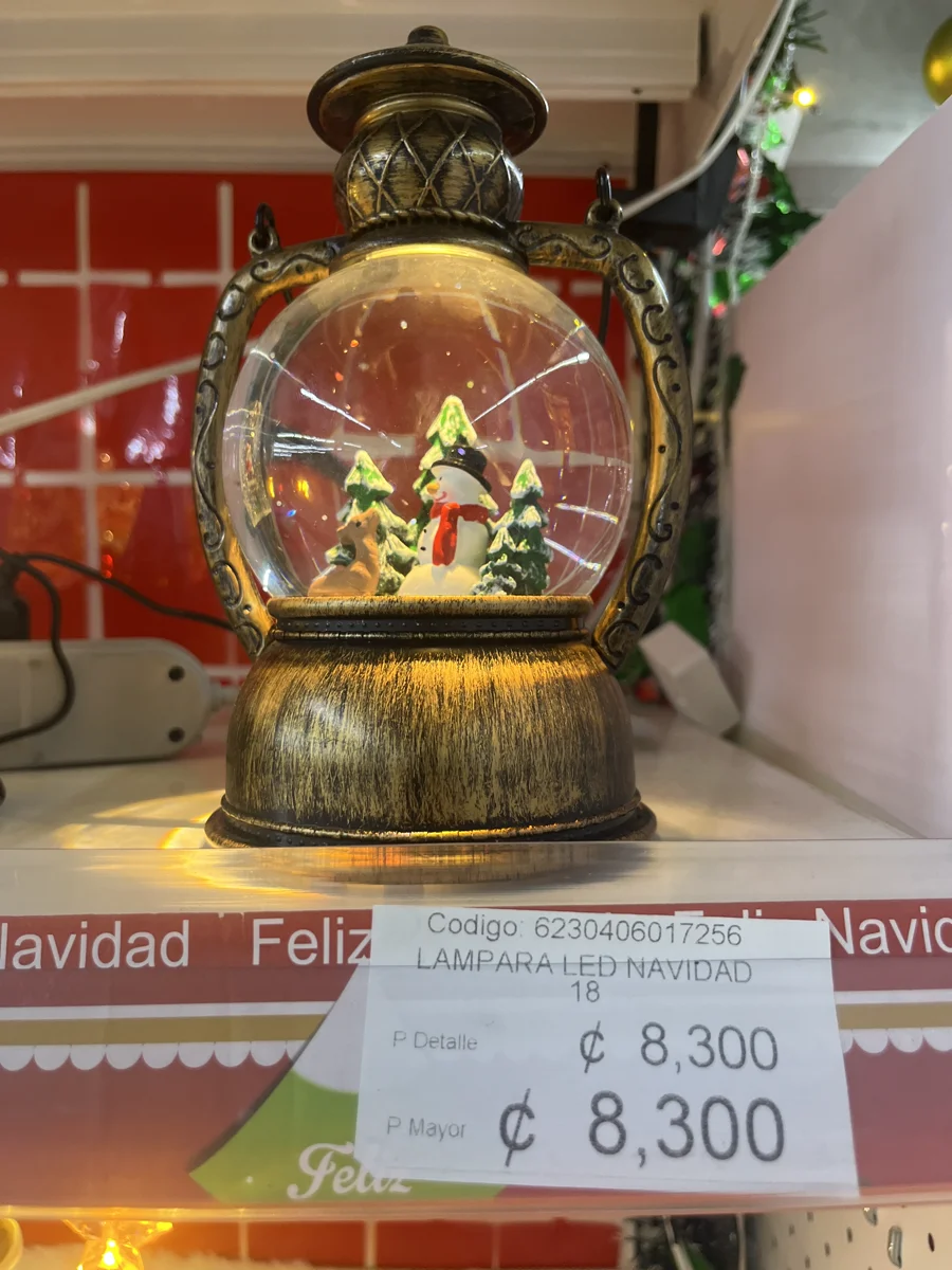 Lámpara led navideña con muñeco de nieve