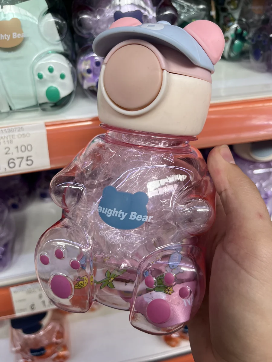 Botella plástica para agua forma de oso